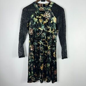 Bebop Velvet Floral‎ Lace Dress Women M Fairy Grunge Goth Cottagecore Academia